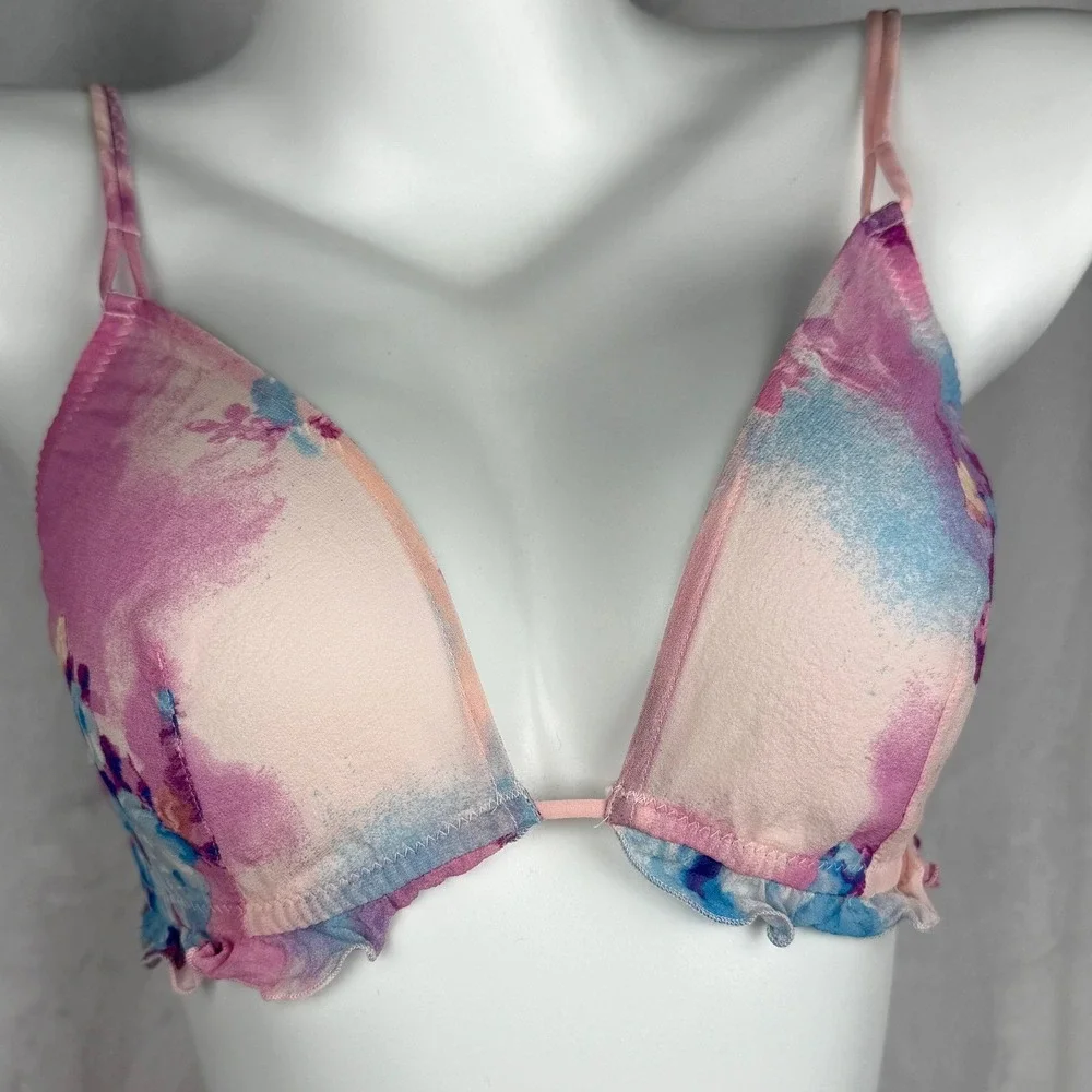 Vintage La Perla Silk Floral Lounge Set Bralette Tap Shorts‎ M L 36/10 Italy